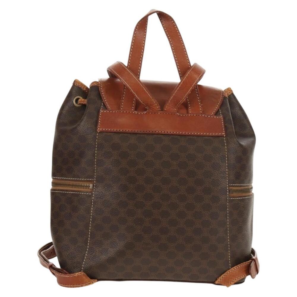 CELINE Macadam Canvas Backpack PVC Leather Brown Gold Auth 156449 - Picture 2 of 16